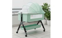Rocking Function Folding Baby Bed Bug Barrier Net Silent Wheels Adjustable Height Bedside Bassinet Large Storage Basket Nursery Furniture for Newborns, Bedroom