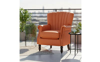 Retro Design Studded Single Sofa Nailhead Trim Vintage Design Lounge Chair Solid Wood Legs High Back Armchair Scratch Resistant for Balcony, Bedroom, Home Office, Reading Nook