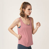 Women's Backless U-Neck Yoga Tank Top with Built-in Bra for Pilates & Workout