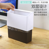 Mini Double-Layer Desktop Trash Can with Lid, Nordic Style Small Waste Bin for Office Desk, Coffee Table, or Countertop