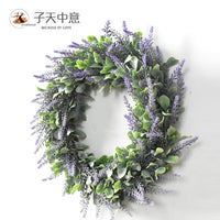 Artificial Lavender Wreath for Front Door Wall Decor, Spring Floral Garland for Wedding Home Decoration