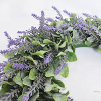 Artificial Lavender Wreath for Front Door Wall Decor, Spring Floral Garland for Wedding Home Decoration