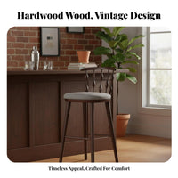 Vintage Design High Stool with supportrest Minimalist design Counter Chair Integrated Footrest Seating Furniture Stable Pedestal Base for Homeowners, Interior Designers, Adults, Home Bar, Restaurant, Dining Room, Kitchen