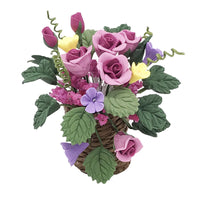 1:12 Miniature Dollhouse Garden Balcony Resin Flower Ornament Woven Purple Rose