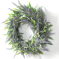 Artificial Lavender Wreath for Front Door Wall Decor, Spring Floral Garland for Wedding Home Decoration