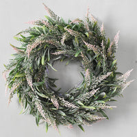 Artificial Lavender Wreath for Front Door Wall Decor, Spring Floral Garland for Wedding Home Decoration