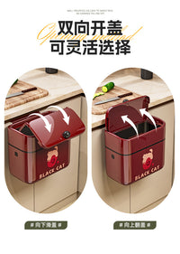 家用厨房壁挂垃圾桶2025新款方形带盖悬挂式免弯腰卫生间创意