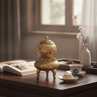 Brass Incense Burner Decorative Incense Burner with Lid Embossed Vessel for Tea Room