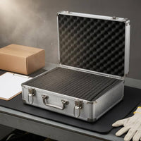 Aluminum Black Lined Interior Portable Tool Storage Case Silver Finish Locking Briefcase