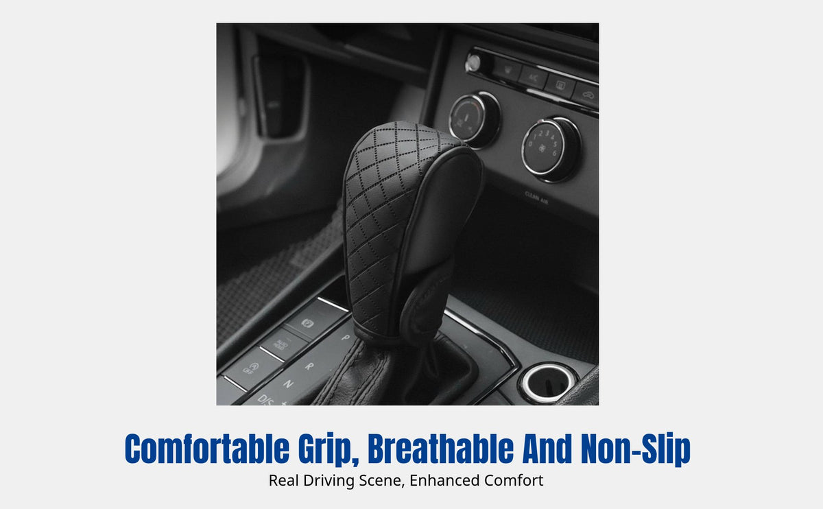 Manual Gear Shift Knob Cover, PU Leather, Debris-Resistant, Car Interior Accessory, Universal Fit, Comfortable Grip