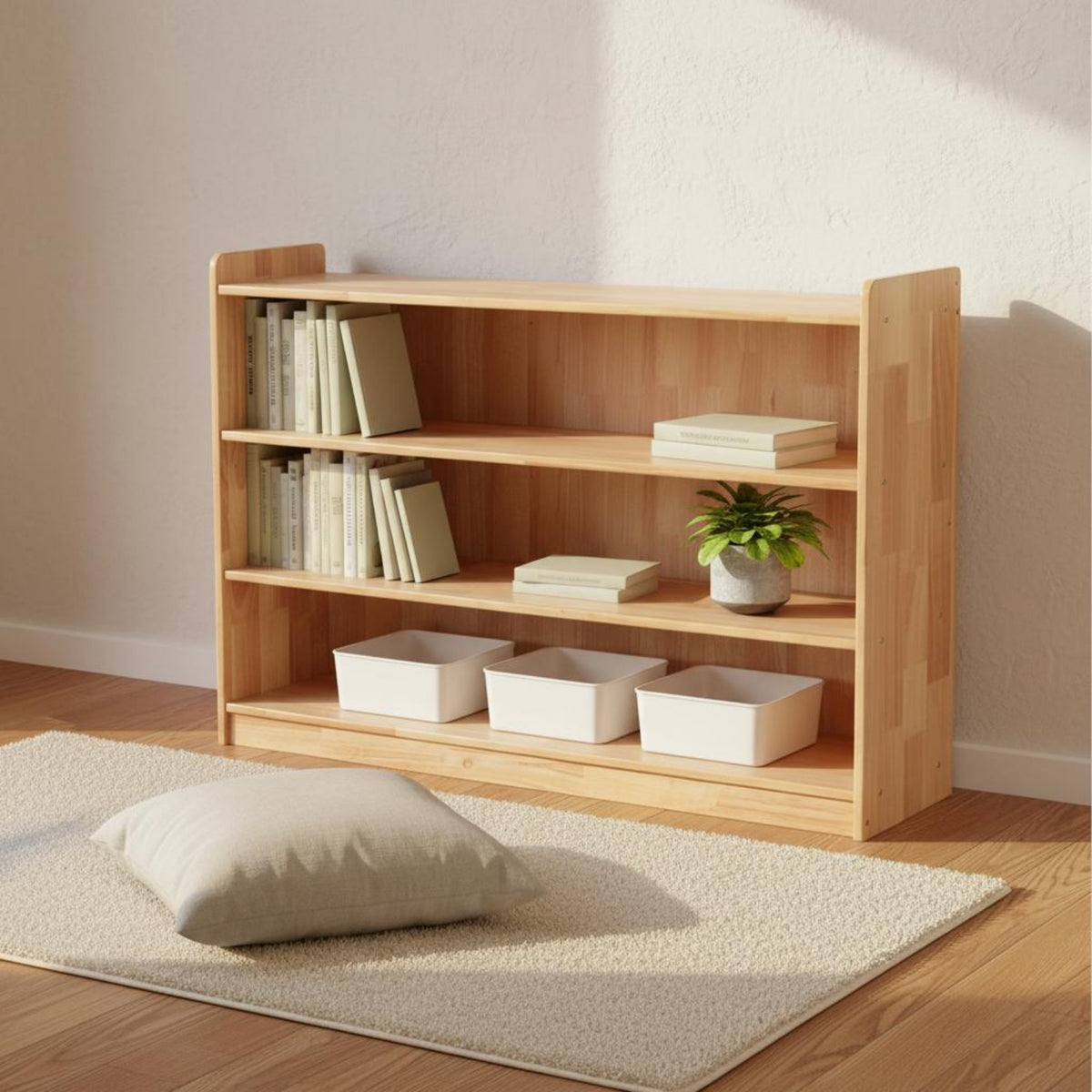 Wooden Toy Cabinet Kids Storage Shelf Stain Resistant for Preschoolers