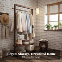 Mobile Design Rolling Clothes Rack with Shelves on Wheels Rolling Closet Organizer with Shelves Sturdy Frame Garment Stand Large Capacity for Apartment Dwellers, Students, Homeowners, Bedroom, Living Room, Entryway, Retail Display