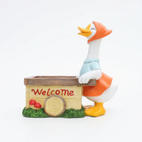 Compact Goose Planter Rustic Resin Planter with Goose Charming Flower Pot Ornament Funny for Plant Lovers, Desk