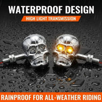 Skull Head Turn Indicator Chrome Skull Turn Indicator Motorcycle Blinker Bright Motorcycle Indicator Light Universal Fit