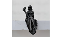 Reaper Statue with Bird Hooded Gothic Statue Black Decor for Halloween, Bookshelf
