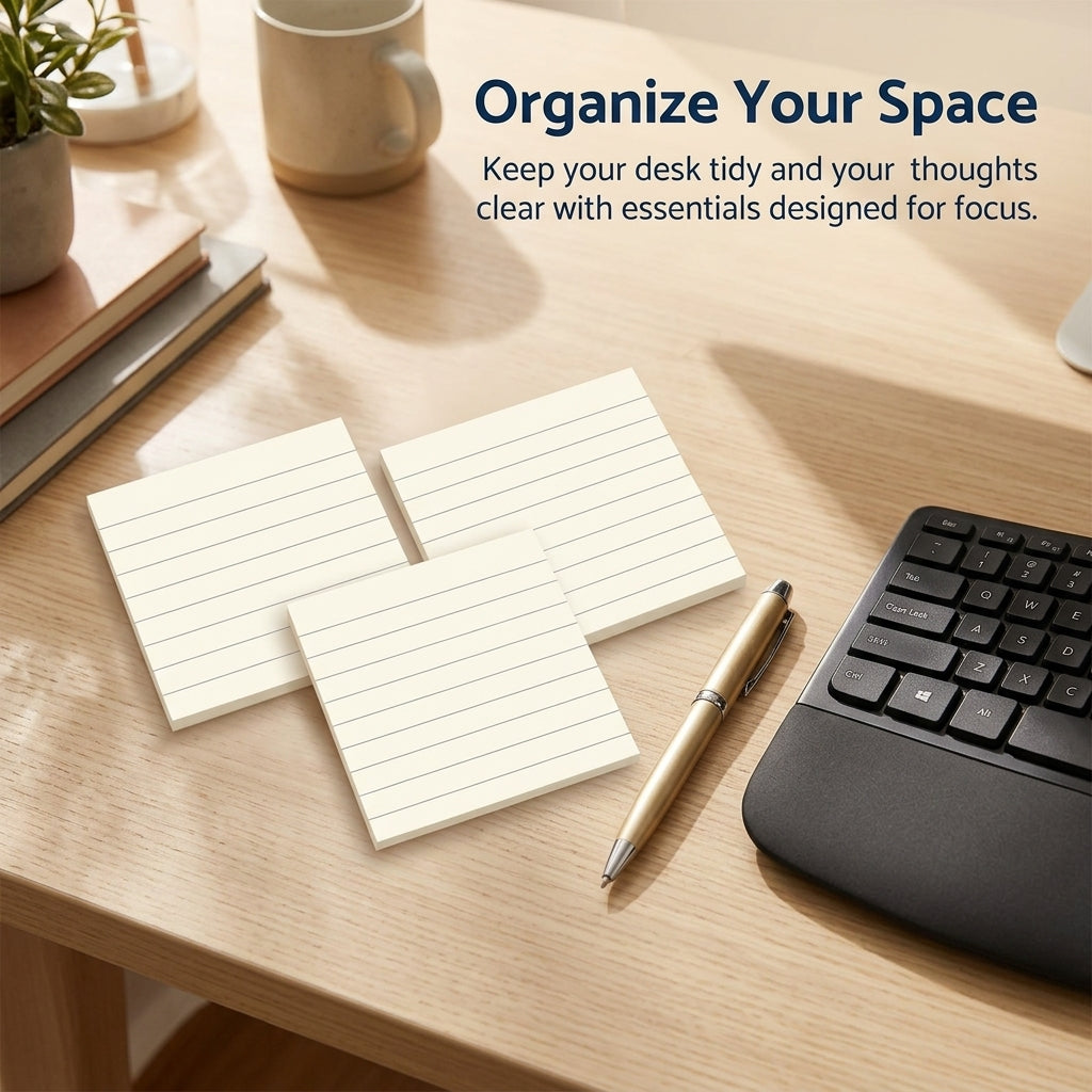 Sticky Notes for Office and School, Repositionable Post Its Square 75mm, Tear Off Pads for Students Stickers 6 with 50 Sheets Each