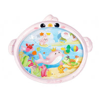 Raised Edge Inflatable Water Play Mat Clear Center Baby Water Play Mat Underwater Cartoon Graphics Waterproof Plastic for Babies, Crawling
