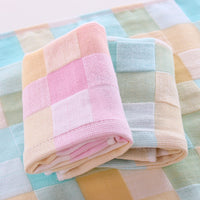 Double-Layer Cotton Plaid Sports Towel for Gym and Outdoor Activities