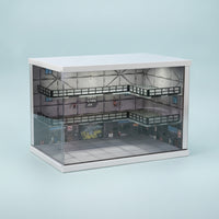 Industrial Style Warehouse Display Case Desktop Display Cabinet with Dust Cover 3-Tier Miniature Scene Clear for Tabletop, Room Decor