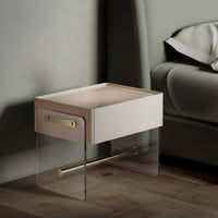 Transparent Design transparent-cShaped Stand Modern aesthetic Nightstand Space-Saving visual effect Indoor Furnishing Easy to Clean for Apartment Dwellers, Young Adults, Bedroom, Small areas, Living Room, Entryway