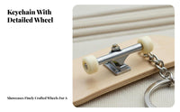 Functional Turning Trucks Finger Skateboard Keychain Anti-Slip Grip Pad Mini Finger Skateboard DIY Assembly for Students, Desk, School, Home