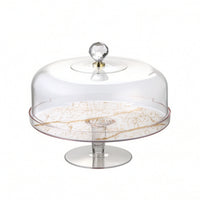 Cake Stand with Dome Faceted Cloche with Pedestal Clear for Cafes, Hosts, Bakers