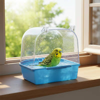 Easy to Install Enclosure Mount Bird Bath Transparent Cover Hanging Bird Bath Splash Guard Pet Accessory