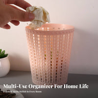 Small Mesh Trash Can Simple Design Iron Mesh Paper Basket Smooth Edges Office Supply for Students, Teachers, Study Room, Workspace, Classroom