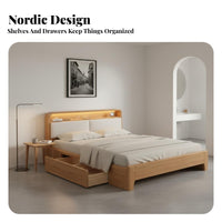 No Box Support Needed Bed Frame with LED Lights Heavy Duty Support Platform Bed with USB Ports Bedroom Furniture for Couples, Homeowners, Apartment Dwellers, Guesthouse, Guest Room