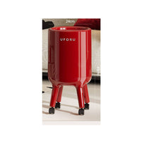 Top-Opening Lid Trash Can with Inner Container Caster Wheels Rolling Trash Can Cylindrical Waste Bin Glossy