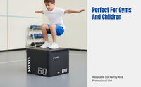 Professional Soft Plyometric Jump Box, Wooden Foam Combo, 4-in-1 Adjustable Training Equipment for Gym, Kids Power