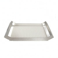 Tray with Woven Texture Rectangular Stainless Steel Tray Decorative Silver for Entryway, Dresser