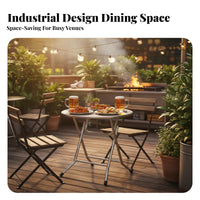 Space-Saving Stainless Steel Folding Table Easy to Clean Foldable Cafeteria Table and Chair Set Heavy Duty Metal Dining Chair Indoor/Outdoor Use for Food Stall Vendors, Caterers, Business Owners, Snack Bar, Cafe, Patio