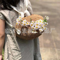 Hand-Woven Rattan Bicycle Basket for Kids - INS Style Toy Storage
