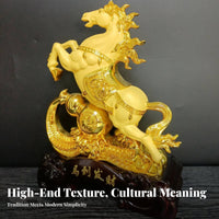 Auspicious Meaning Chinese Wealth Horse Ornament Meaningful Gift Feng Shui Horse Ornament Intricate Details for New Homeowners, Office, Desk