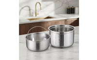 Inner Pot with Steaming Rack Perforated Rice Steaming Insert Soup Separating Pot Multi-Purpose Steamer Basket Long-Lasting