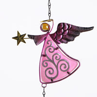 Angel Metal Glass Painted Wind Chime for Home Decor