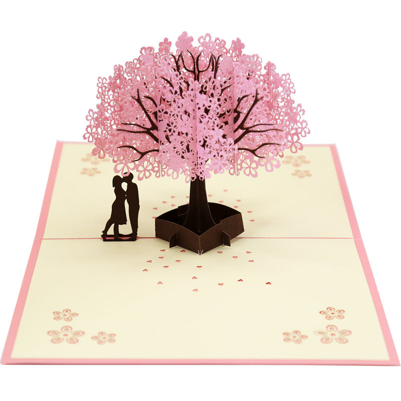 Cherry Blossom 3D Pop-Up Greeting Card for Anniversaries, Birthdays, and Declarations