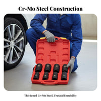 8 Pieces High Rotational Force Performance 1 Inch Drive Deep Shock-Resistant Socket Set Heat-Treated 8 Piece Pneumatic Wrench Socket Set