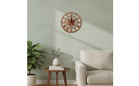 Wood-Grain Wooden Wall Clock Decorative Cutout Wall Clock Rustic Openwork for Entryway