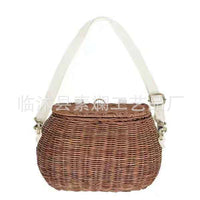 Hand-Woven Rattan Bicycle Basket for Kids - INS Style Toy Storage