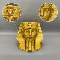Sculptural Pharaoh Head Pen Holder Gold Pharaoh Pen Holder Tidy Pencil Cup Freestanding for Home Office, Study