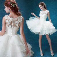 White Lace Short Bridal Gown Bridesmaid Dress for Evening Party & Events