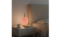 Red Striped Table Lamp Sculptural Design Lantern Style Night Home Illumination Lighting