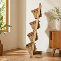 Rack with Baskets 4-Tier Basket Organizer Stand Freestanding for Living Room
