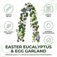 Easter Garland Realistic Look Easter Egg Garland Soft Touch Eucalyptus Leaf Vine for Crafters, Party Planners, Mantelpiece, Staircase, Stair Railings