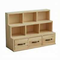 Wooden Desktop Cabinet Wooden Wood Desk Organizer 3 Drawers Tabletop Drawer Box