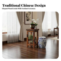 Potted Plant Pedestal Chinese Design Design Tiered Wooden Pedestal Indoor & Outsideside Door Rustic Look for Balcony
