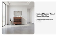 Solid Wood Construction Black Walnut Wine Cabinet Multi-Purpose Sideboard Buffet Cabinet Glass Display Doors Dining Room Sideboard Sturdy and Long-Lasting for Homeowners, Interior Designers, Families, Hallway, Kitchen, Villa, Hotel