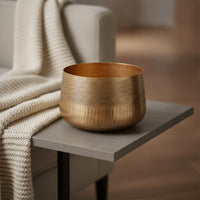 Shiny Tabletop Vase Two-Tone textureTexture Decorative Planter Classic Metal Bowl Sturdy for Entryway, Shelves